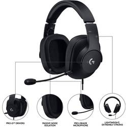 Logitech Gaming G Pro X Headset uzavřená (Over Ear) kabelová 7.1 Surround černá Redukce šumu mikrofonu, Potlačení hluku regulace hlasitosti, Vypnutí zvuku