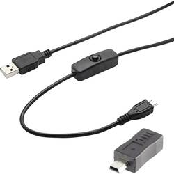Renkforce USB kabel USB 2.0 USB-A zástrčka, USB Mini-B zástrčka 1.50 m černá vč. spínače ZAP/VYP RF-4658940