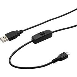 Joy-it K-1470 Napájecí kabel Raspberry Pi®, Arduino, BBC micro:bit [1x USB 2.0 zástrčka A - 1x micro USB 2.0 zástrčka B] 1.50 m černá vč. vypínače