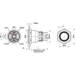 TRU COMPONENTS TC-7494636 tlačítkový spínač antivandal 250 V/AC 3 A 1x vyp/(zap) bez aretace červená, zelená, modrá, RGB IP65 1 ks