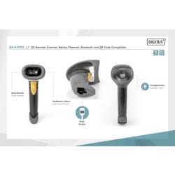 Digitus DIGITUS - 2D Barcode Handscanner, akkubetrieben, Bluetooth & QR-Code kompatibel skener 2D čárového kódu 1D, 2D LED černá ruční skener vč. stojánku