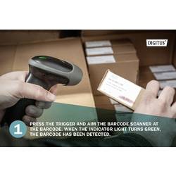 Digitus DIGITUS - 2D Barcode Handscanner, akkubetrieben, Bluetooth & QR-Code kompatibel skener 2D čárového kódu 1D, 2D LED černá ruční skener vč. stojánku