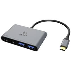 Akasa AK-CBCA31-18BK USB Hub 2 + 2 port USB-A USB 3.2 Gen2 10 GBit/s s konektorem USB C, s portem pro rychlé nabíjení hliník (eloxovaný) USB Type-C 4-In-1 Hub