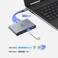 Akasa AK-CBCA31-18BK USB Hub 2 + 2 port USB-A USB 3.2 Gen2 10 GBit/s s konektorem USB C, s portem pro rychlé nabíjení hliník (eloxovaný) USB Type-C 4-In-1 Hub