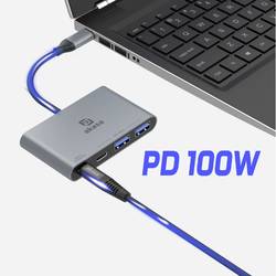 Akasa AK-CBCA31-18BK USB Hub 2 + 2 port USB-A USB 3.2 Gen2 10 GBit/s s konektorem USB C, s portem pro rychlé nabíjení hliník (eloxovaný) USB Type-C 4-In-1 Hub