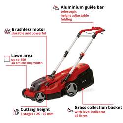 Einhell Professional Power X-Change RASARRO 36/38 (2x4 Ah) akumulátor Akumulátorová sekačka vč. 2. Nabíječka Twincharger, + 2. akumulátor 2x 18 V šířka sekání