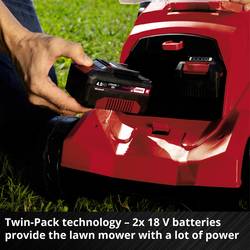Einhell Professional Power X-Change RASARRO 36/38 (2x4 Ah) akumulátor Akumulátorová sekačka vč. 2. Nabíječka Twincharger, + 2. akumulátor 2x 18 V šířka sekání
