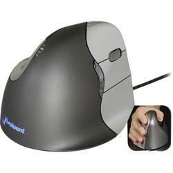 Evoluent Vertical Mouse 4 VM4R optická ergonomická myš, přenos USB, 6 tlačítko, 2800 dpi, černá, stříbrná