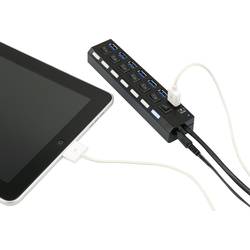 Renkforce RF-4821051 USB Hub 7 portů USB-A USB 3.0 5 GBit/s lze spínat jednotlivě, se stavovými LED, s nabíjecím portem pro iPad černá