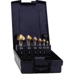 Exact Kegelsenkersatz 90° HSS TiN 6,3-20,5mm DIN335C plus6 05567 sada záhlubníků 6dílná 6.3 mm, 8.3 mm, 10.4 mm, 12.4 mm, 16.5 mm, 20.5 mm HSS TiN válcová
