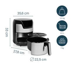 Princess 01.182026.01.001 horkovzdušná fritéza 1 500 W ochrana proti přehřátí, funkce časovače, s displejem černá/stříbrná