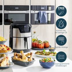 Princess 01.182026.01.001 horkovzdušná fritéza 1 500 W ochrana proti přehřátí, funkce časovače, s displejem černá/stříbrná