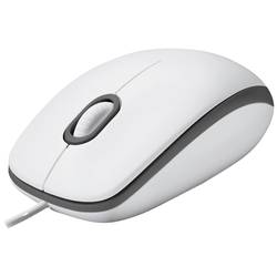 Logitech M100 optická drátová myš, kabelový, 3 tlačítko, 1000 dpi, bílá