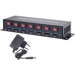 Renkforce RF-3269622 7 portů USB Hub kovový ukazatel, lze spínat jednotlivě, pro montáž na zeď černá
