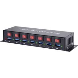Renkforce RF-3269622 USB Hub 7 portů USB-A USB 3.0 5 GBit/s kovový ukazatel, lze spínat jednotlivě, pro montáž na zeď černá RF-3269622