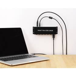 Renkforce RF-3269622 USB Hub 7 portů USB-A USB 3.0 5 GBit/s kovový ukazatel, lze spínat jednotlivě, pro montáž na zeď černá RF-3269622