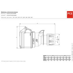PCE 213-6TT 213-6tt CEE-CARA zásuvka, 16 A, 3pólový, 230 V, 1 ks
