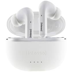 Intenso T302A Headset do uší (In Ear) Bluetooth® stereo bílá Potlačení hluku Indikátor nabití, headset, Nabíjecí pouzdro, dotykové ovládání