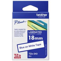 páska do štítkovače Brother TZe, TZ TZe-243 plast Barva pásky: bílá Barva písma:modrá 18 mm 8 m