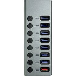 Maxtrack CH11L USB Hub 8 portů USB-A USB 3.0 5 GBit/s lze spínat jednotlivě stříbrnošedá CH11L