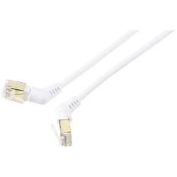 Renkforce RF-6071570 RJ45 síťové kabely, propojovací kabely CAT 8 S/FTP 0.50 m bílá Zásuvné kontakty otočné o 360°, Zahnutý kabelový vývod 1 ks