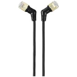 Renkforce RF-6071554 RJ45 síťové kabely, propojovací kabely CAT 8.2 S/FTP 1.00 m černá Zásuvné kontakty otočné o 360°, Zahnutý kabelový vývod 1 ks