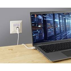Renkforce RF-6071568 RJ45 síťové kabely, propojovací kabely CAT 6A F/UTP 2.00 m bílá Zásuvné kontakty otočné o 360°, Zahnutý kabelový vývod 1 ks