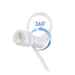 Renkforce RF-6071562 RJ45 síťové kabely, propojovací kabely CAT 6 U/UTP 2.00 m bílá Zásuvné kontakty otočné o 360°, Zahnutý kabelový vývod 1 ks