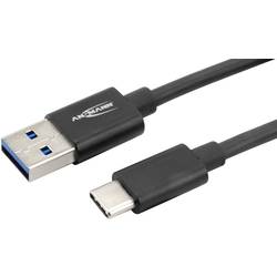 Ansmann USB kabel USB 3.2 Gen1 USB-A zástrčka, USB-C ® zástrčka 2.00 m černá hliníková zástrčka, krytí TPE, oboustranně zapojitelná zástrčka 1700-0081