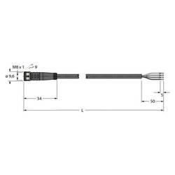 Turck PKG4M-5/TXL připojovací kabel pro senzory - aktory, 6625554, piny: 4, 5 m, 1 ks