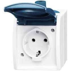 Busch-Jaeger 20 EW-53 spínání ve vlhkých místnostech zásuvka s ochranným kontaktem Ocean na omítku modrá, zelená 1 ks