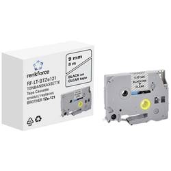 páska do štítkovače Renkforce RF-LT-BTZe121 kompatibilní náhradní Brother TZe-121 9 mm Barva pásky: transparentní Barva písma: černá 8 m