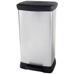 Curver Deco bin metalics 254620 odpadkový koš, 46 l, nerezová ocel, (š x v x h) 407 x 749 x 307 mm, stříbrná, černá, s ochranou proti otiskům prstů, otevírání
