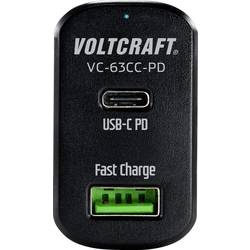 VOLTCRAFT CAS-63 USB nabíječka, USB Power Delivery (USB-PD) , 1x USB A , 1x USB-C®, 63 W, Dodávka energie, černá