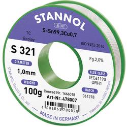Stannol S321 2,0% 1,0MM SN99,3CU0,7CD 100G bezolovnatý pájecí cín bez olova, cívka Sn99,3Cu0,7 ORH1 100 g 1 mm