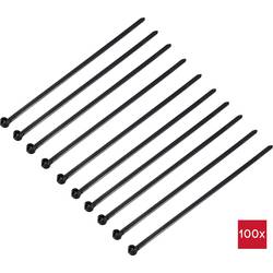 TRU COMPONENTS TC-12814140, stahovací pásky, 3.6 mm, 140 mm, černá, s kovovým jazýčkem, Stabilní vůči UV záření, 100 ks