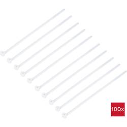TRU COMPONENTS TC-12814144, stahovací pásky, 3 mm, 100 mm, přírodní, s kovovým jazýčkem, chemická odolnost, 100 ks