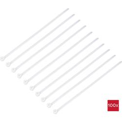 TRU COMPONENTS TC-12814152, stahovací pásky, 4.8 mm, 200 mm, přírodní, s kovovým jazýčkem, chemická odolnost, 100 ks
