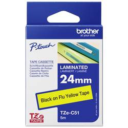 páska textilní nelaminovaná Brother TZe, TZ TZe-C51 plast Barva pásky: signální žlutá Barva písma:černá 24 mm 5 m