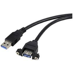 Renkforce USB kabel USB 3.0 USB-A zástrčka, USB-A zásuvka 1.00 m černá Pro vestavbu, lze šroubovat RF-5720388