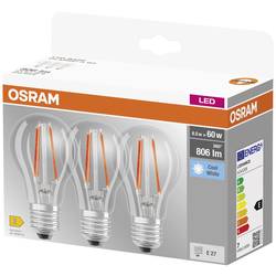 OSRAM HOMELIGHTING 4058075819535 LED Energetická třída (EEK2021) E (A - G) E27 klasická žárovka 6.5 W = 60 W neutrální bílá (Ø x v) 60 mm x 60 mm 3 ks