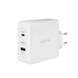 LogiLink PA0281 USB nabíječka, USB Power Delivery (USB-PD) , 1x USB A , 1x USB-C®, 100 W, Dodávka energie, bílá