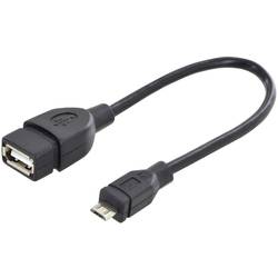 Digitus USB 2.0 kabelový adaptér [1x micro USB 2.0 zástrčka B - 1x USB 2.0 zásuvka A] DB-300309-002-S kulatý, dvoužilový stíněný, s funkcí OTG
