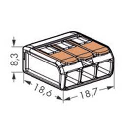 WAGO 221-413-50, 221, kabelová svorka, 0.14-4 mm², kontakty 3, transparentní, oranžová, Box, 50 ks