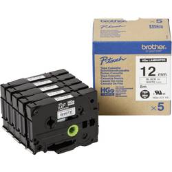 Brother HGe-231V5 páska do štítkovače sada 5 ks Barva pásky: bílá Barva písma: černá 12 mm 8 m