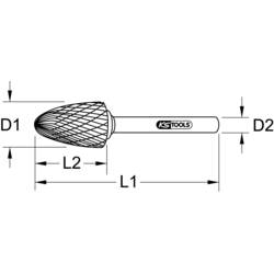 KS Tools 515.3261 frézovací kolík , tvrdokov, Délka 38.5 mm, Vnější Ø 3 mm, Pracovní délka 25 mm, Ø hřídele 3.0 mm