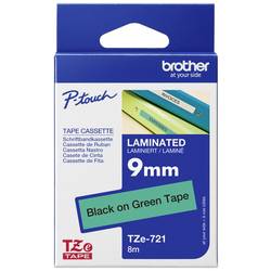 páska do štítkovače Brother TZe, TZ TZe-721 plast Barva pásky: zelená Barva písma:černá 9 mm 8 m