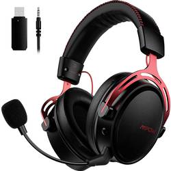 Mipow Sluchátka Over Ear bezdrátová, kabelová, MPBH415AR, stereo, černá, červená, Redukce šumu mikrofonu