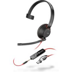 HP Poly Blackwire C5210 Headset otevřená (On Ear) kabelová mono černá Potlačení hluku headset, regulace hlasitosti, Vypnutí zvuku mikrofonu Počítače