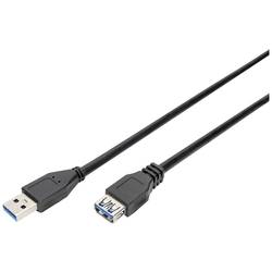 Digitus USB kabel USB 3.2 Gen1 USB-A zástrčka, USB-A zásuvka 3.00 m černá dvoužilový stíněný AK-300203-030-S